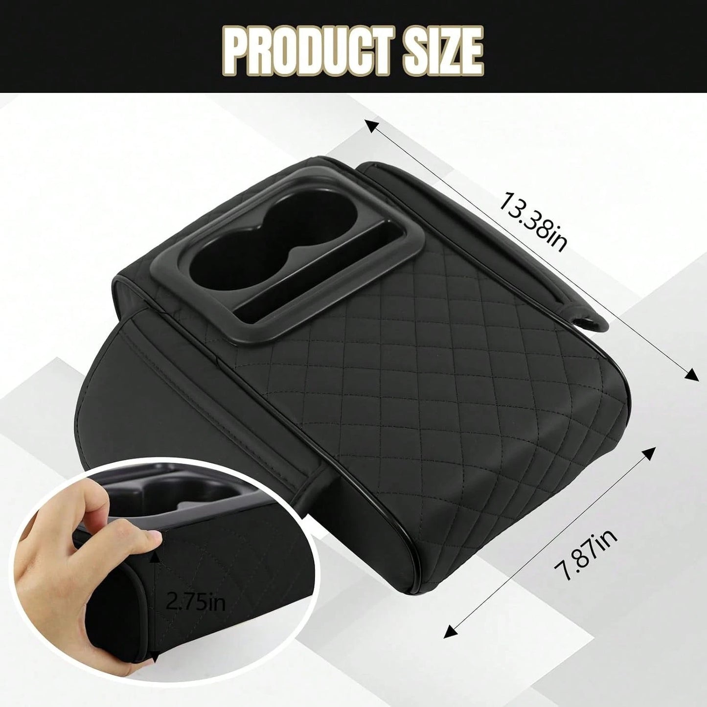ZBEZBE Car Center Console Cover, 13.39"*7.87"*2.76" Leather Armrest Cover For Cars, Memory Foam Armrest Pillow With Pocket, Cup Holder & Phone Slot, Universal Vehicle Arm Rest Cushion Pad (Red)