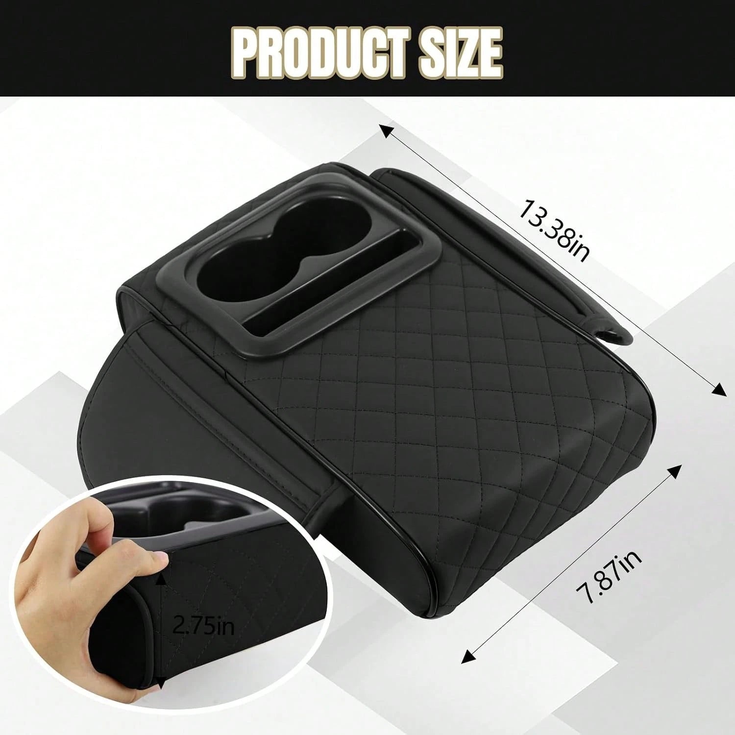 ZBEZBE Car Center Console Cover, 13.39"*7.87"*2.76" Leather Armrest Cover For Cars, Memory Foam Armrest Pillow With Pocket, Cup Holder & Phone Slot, Universal Vehicle Arm Rest Cushion Pad (Red)