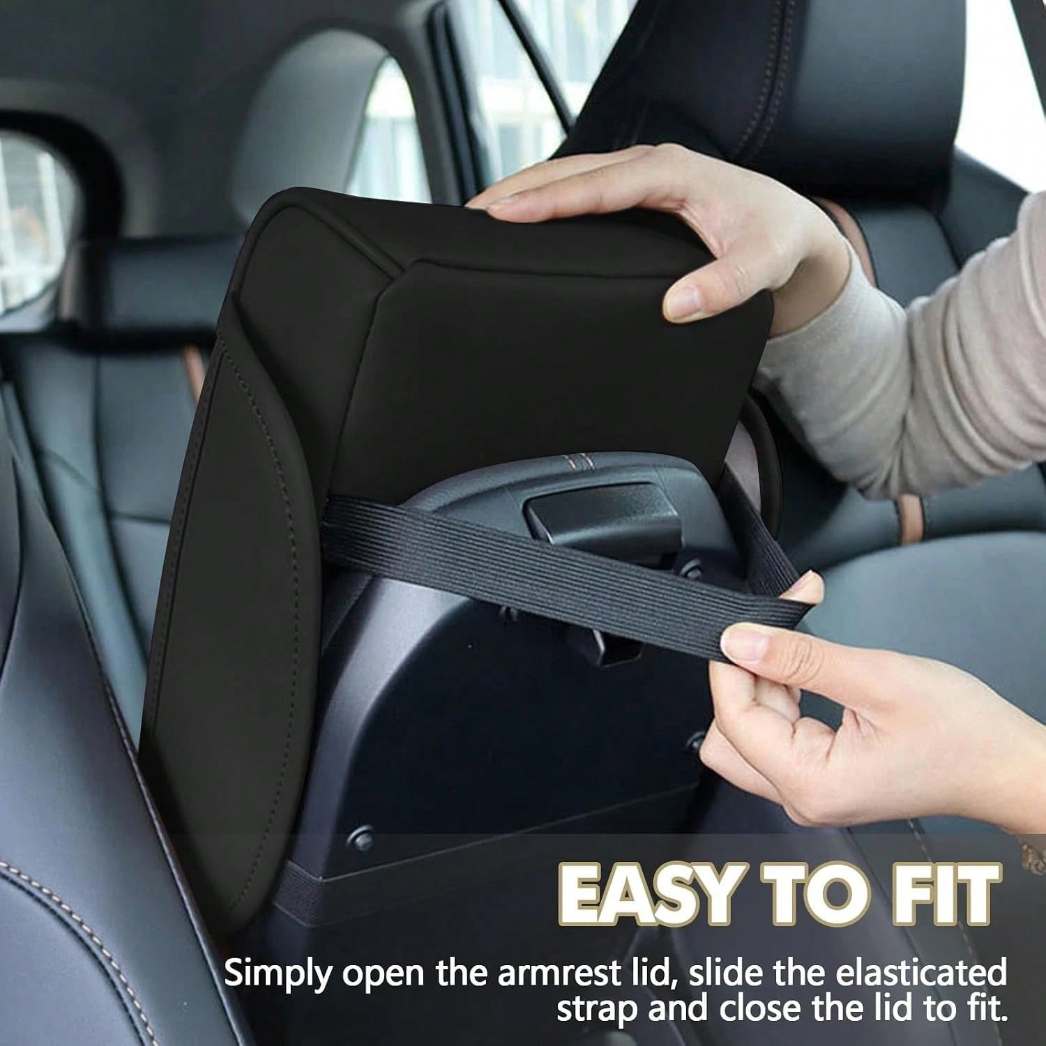 ZBEZBE Car Center Console Cover, 13.39"*7.87"*2.76" Leather Armrest Cover For Cars, Memory Foam Armrest Pillow With Pocket, Cup Holder & Phone Slot, Universal Vehicle Arm Rest Cushion Pad (Red)