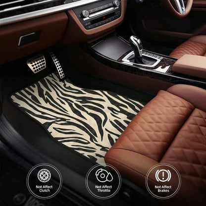 Zebra Pattern Beige Black Minimalist Animal Print Design Modern Safari Pattern For Clothing & Additions Themed Universal Size Four Piece Car Mats Fit Most Vehicles And Offer A Clean Base For Any Drivi