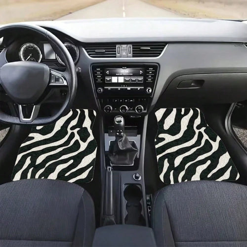 Zebra Striped Pattern Car Floor Mat, Crystal Velvet Material, Four-Piece Set With Trunk Pad, Travel Accessories, Fun Design, Protective Cover, Suitable For Family Car Interiors Of SUVs, Cars And Miniv