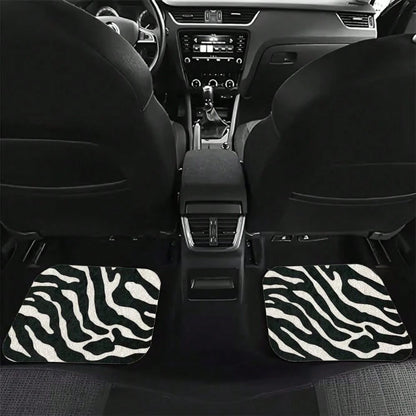 Zebra Striped Pattern Car Floor Mat, Crystal Velvet Material, Four-Piece Set With Trunk Pad, Travel Accessories, Fun Design, Protective Cover, Suitable For Family Car Interiors Of SUVs, Cars And Miniv