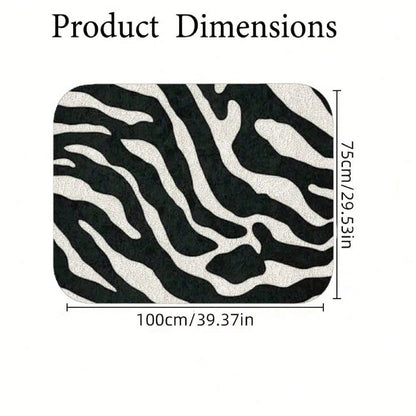 Zebra Striped Pattern Car Floor Mat, Crystal Velvet Material, Four-Piece Set With Trunk Pad, Travel Accessories, Fun Design, Protective Cover, Suitable For Family Car Interiors Of SUVs, Cars And Miniv