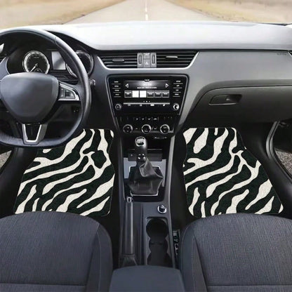 Zebra Striped Pattern Car Floor Mat, Crystal Velvet Material, Four-Piece Set With Trunk Pad, Travel Accessories, Fun Design, Protective Cover, Suitable For Family Car Interiors Of SUVs, Cars And Miniv