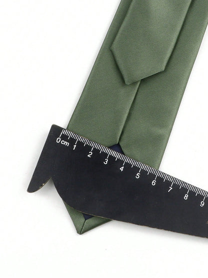ZLQ&GOU 1pc Men Sage Green Necktie, Satin Soft Slim Tie, Suitable For Wedding, Party, Gathering Men Necktie