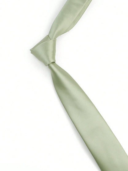 ZLQ&GOU 1pc Men Sage Green Necktie, Satin Soft Slim Tie, Suitable For Wedding, Party, Gathering Men Necktie
