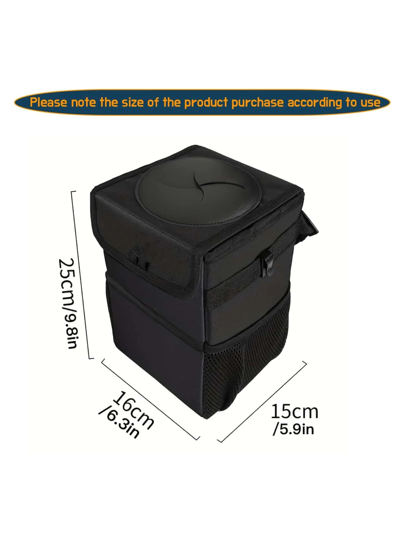 ZukMi 1pc Black Waterproof Car Trash Can