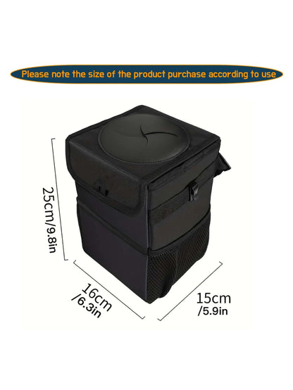 ZukMi 1pc Black Waterproof Car Trash Can