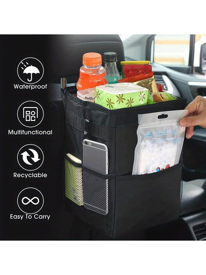 ZukMi 1pc Black Waterproof Car Trash Can