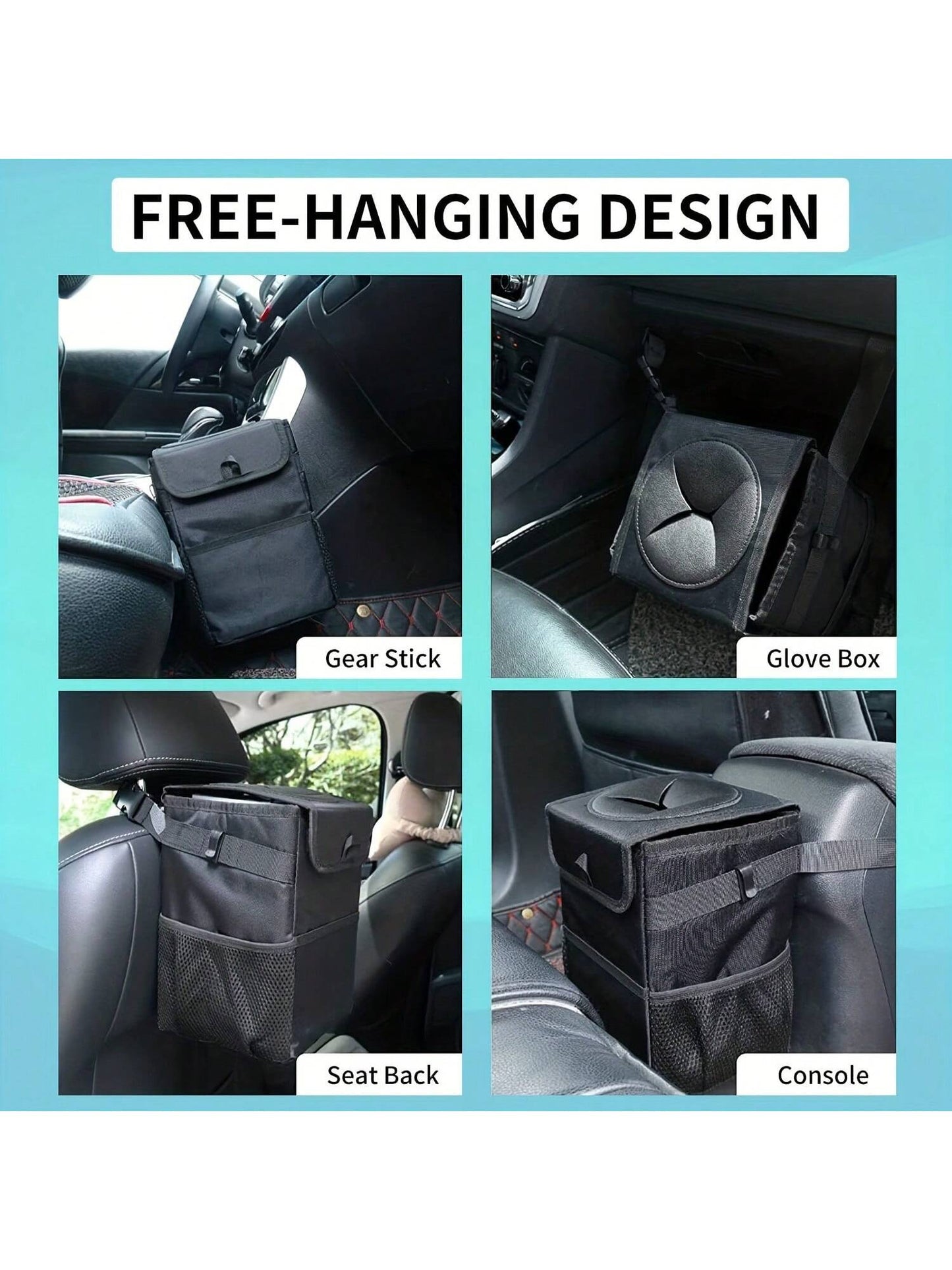 ZukMi 1pc Black Waterproof Car Trash Can