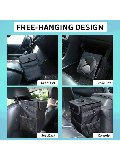 ZukMi 1pc Black Waterproof Car Trash Can