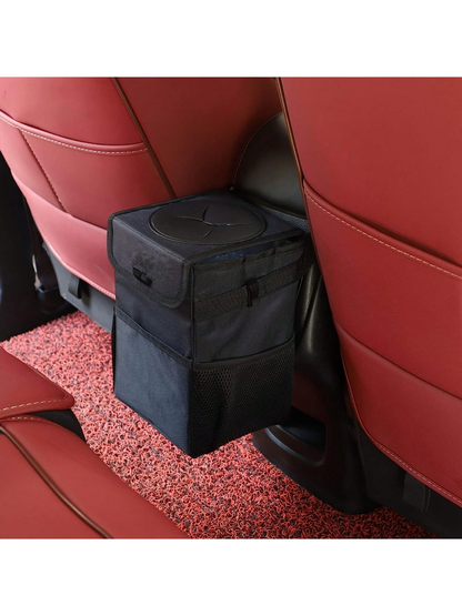 ZukMi 1pc Black Waterproof Car Trash Can